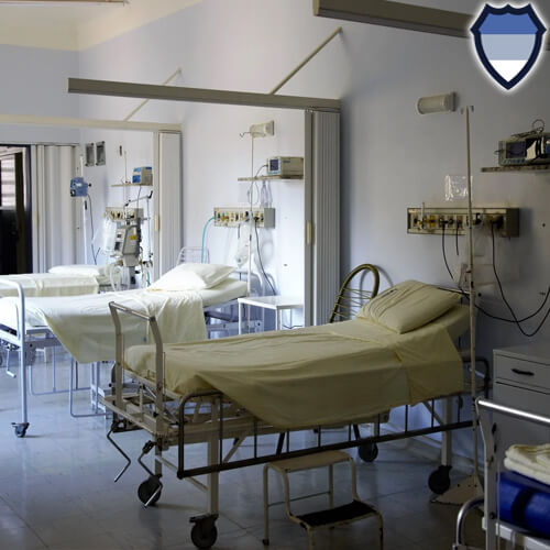 Empty beds inside a hospital ward