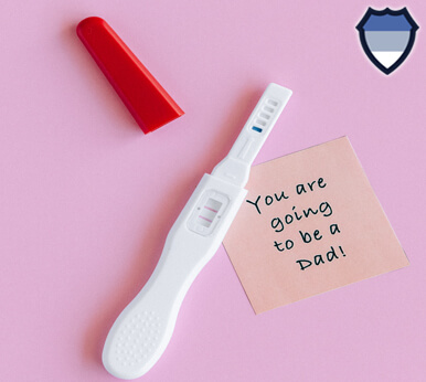 A positive pregnancy test next to a note which says "you are going to be a dad"