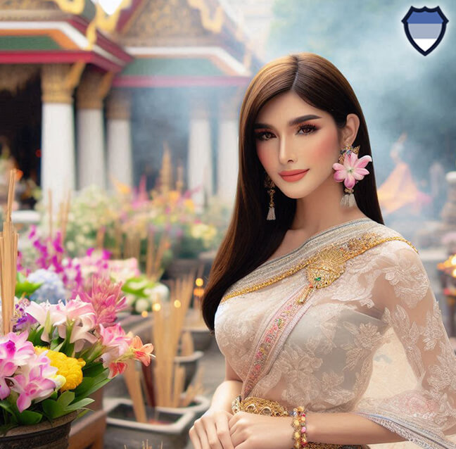 Ladyboy wearing traditional Thai clothes