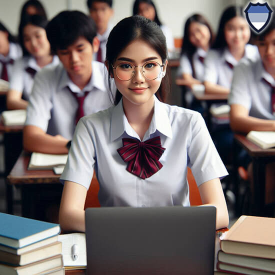 Thai lady studying at university