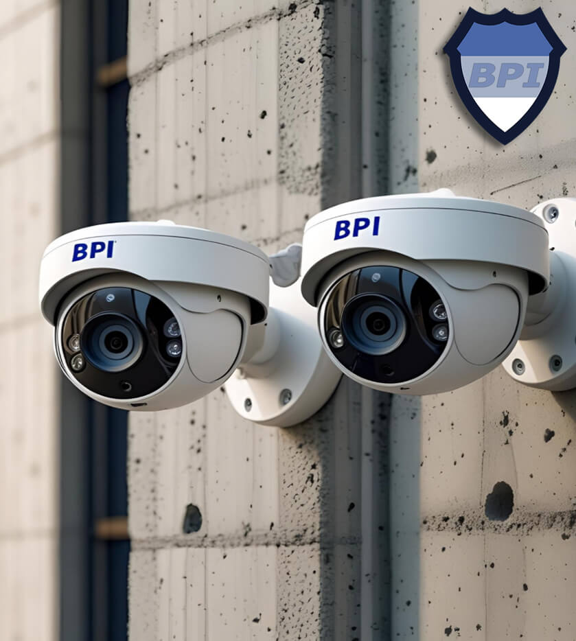 CCTV cameras mounted on a concrete wall