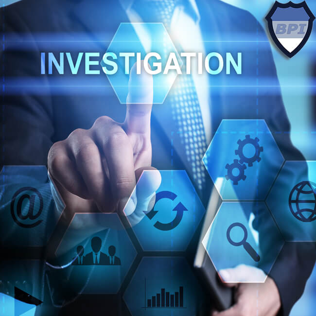 Different forms of investigation represented by icons and displayed on a touch screen