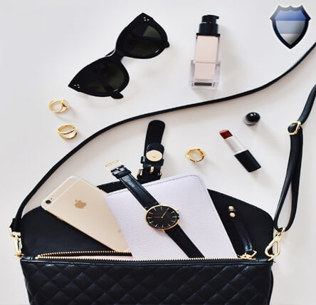 Items inside a lady's handbag