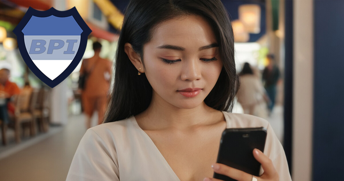 Thai lady standing in the street and looking down towards her phone