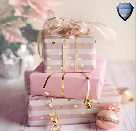 Presents with pink wrapping paper