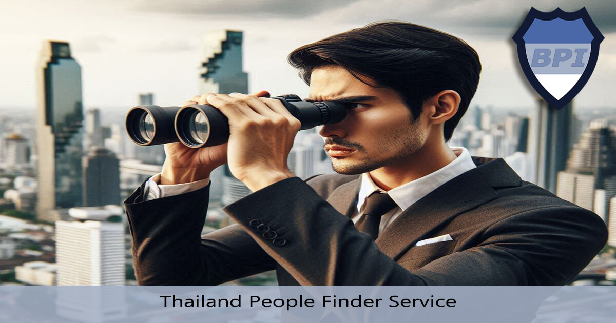 An investigator searching for a person with binoculars in metropolitan Bangkok